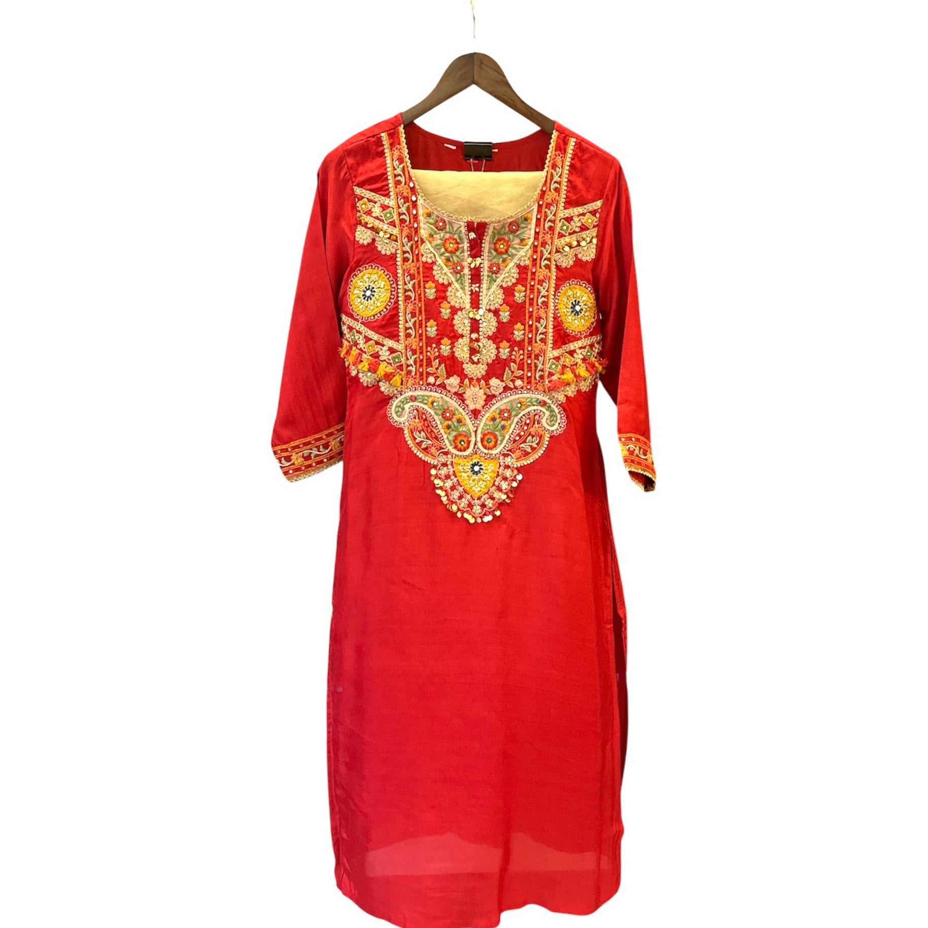 Paper Silk Suit with Elegant Hand Embroidery, Organza Shimmer Dupatta & Detailed Shantoon Bottom