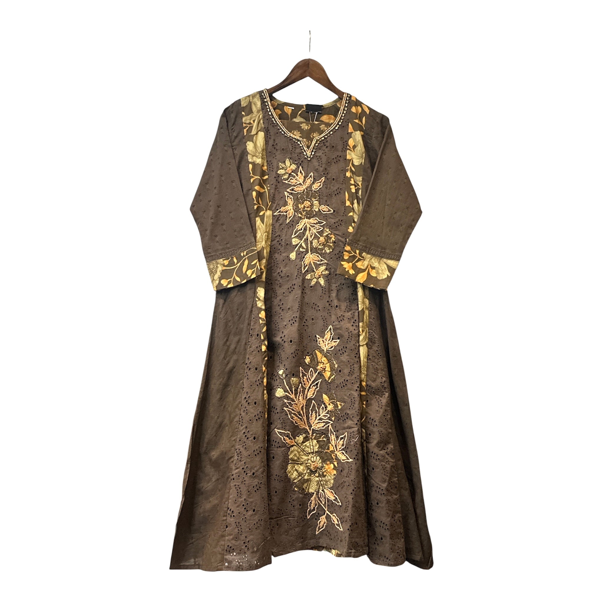Pure Mulmul Cotton Schiffli Floral Suit Set