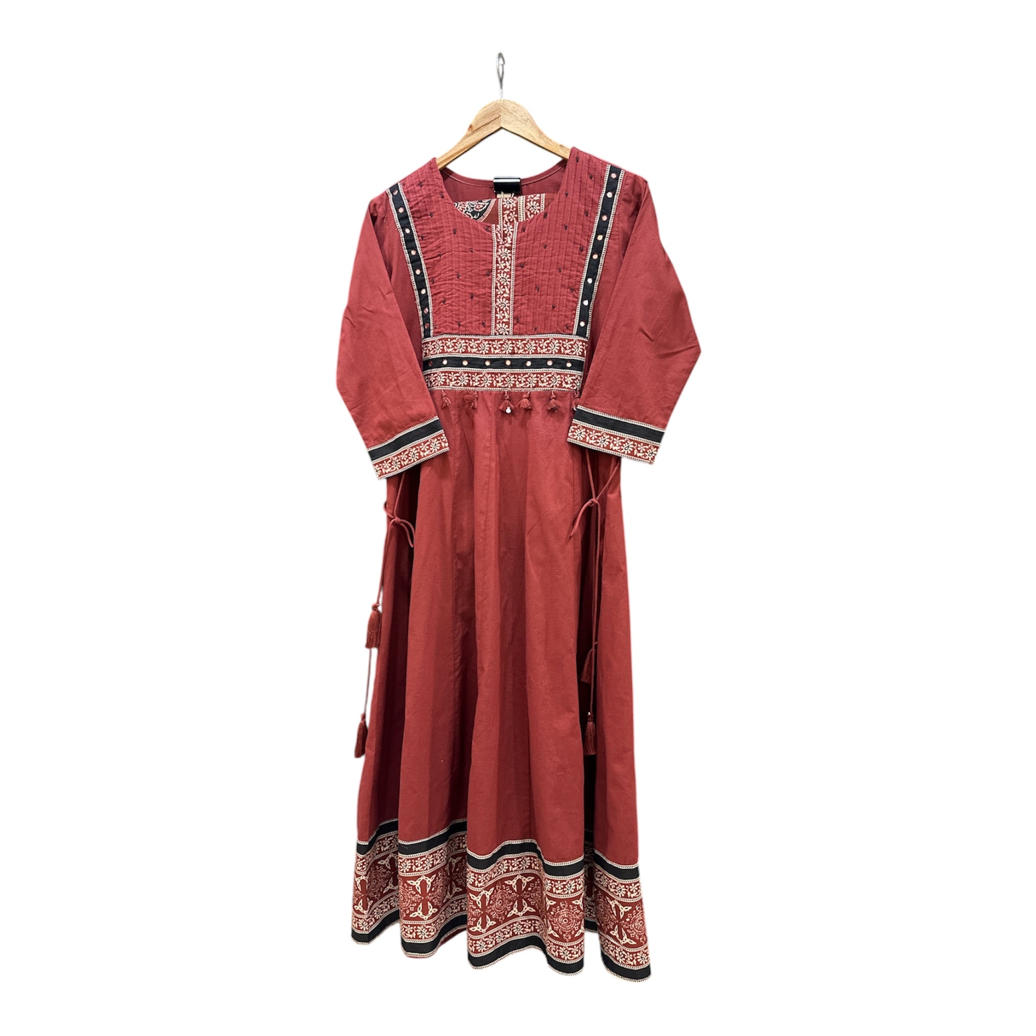 Pure Cotton A-Line Suit with Appliqué Work & Kalamkari Printed Dupatta