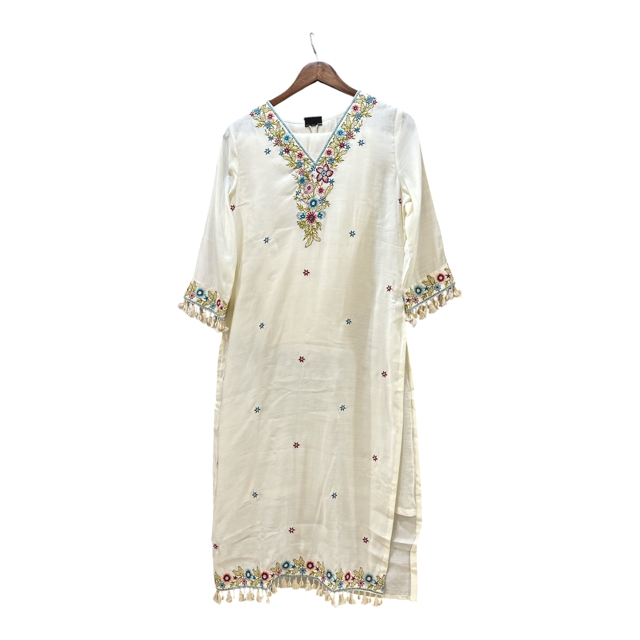 Mul Chanderi Suit with Hand Embroidery, Lined Palazzo & Embroidered Dupatta