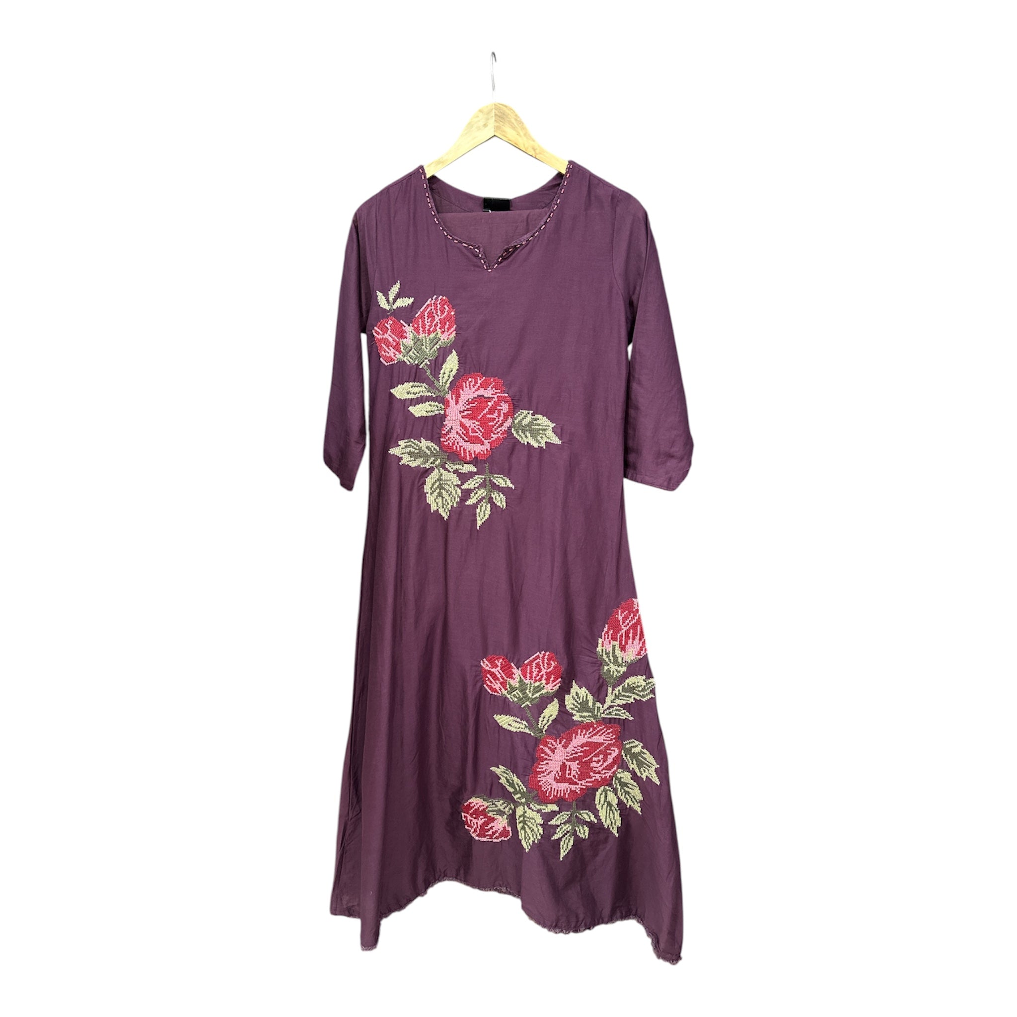 The Pure Mul Cotton Cross-Stitch & Katha Embroidered Suit