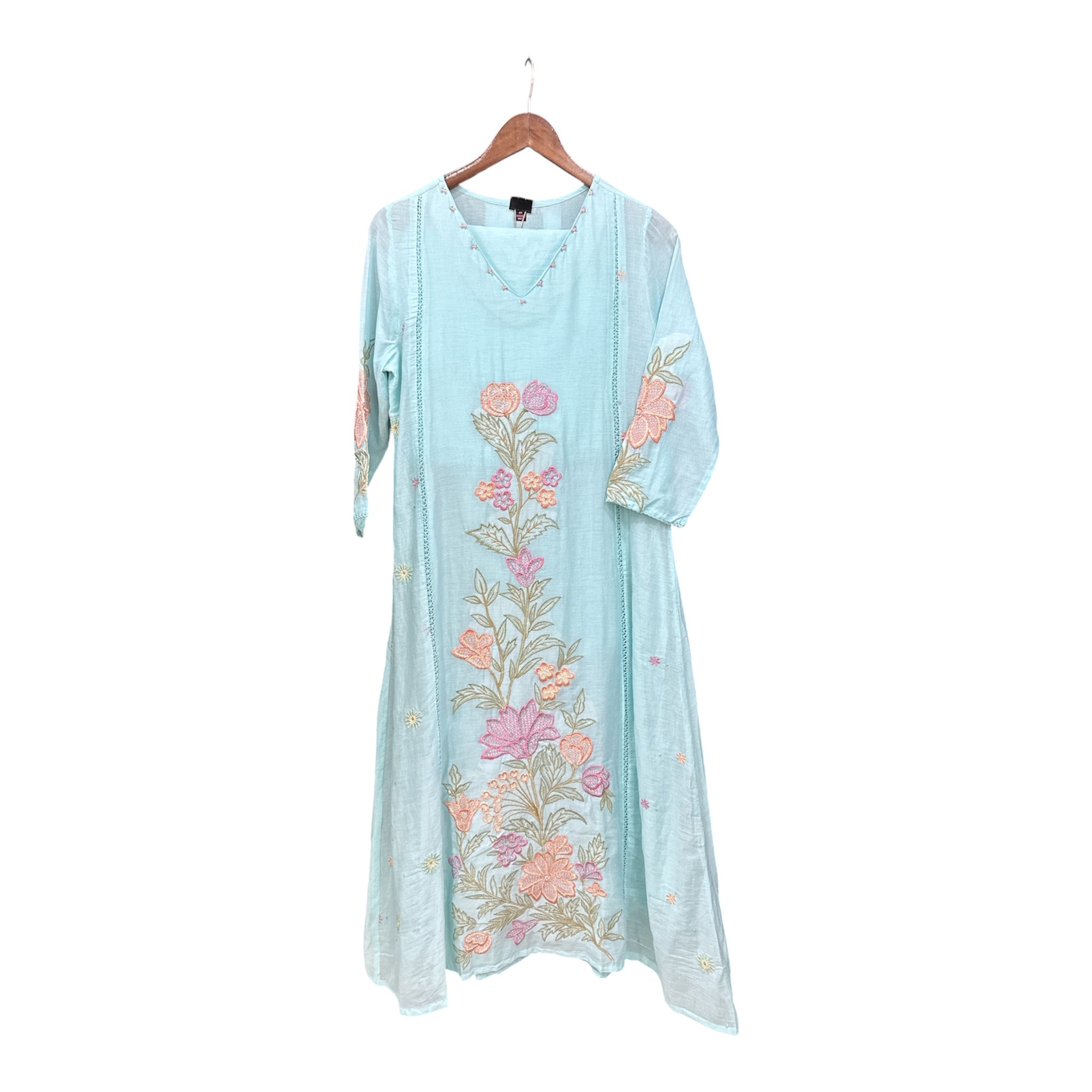 The Pure Mul Cotton Pearl & Crochet Embroidered Suit Set