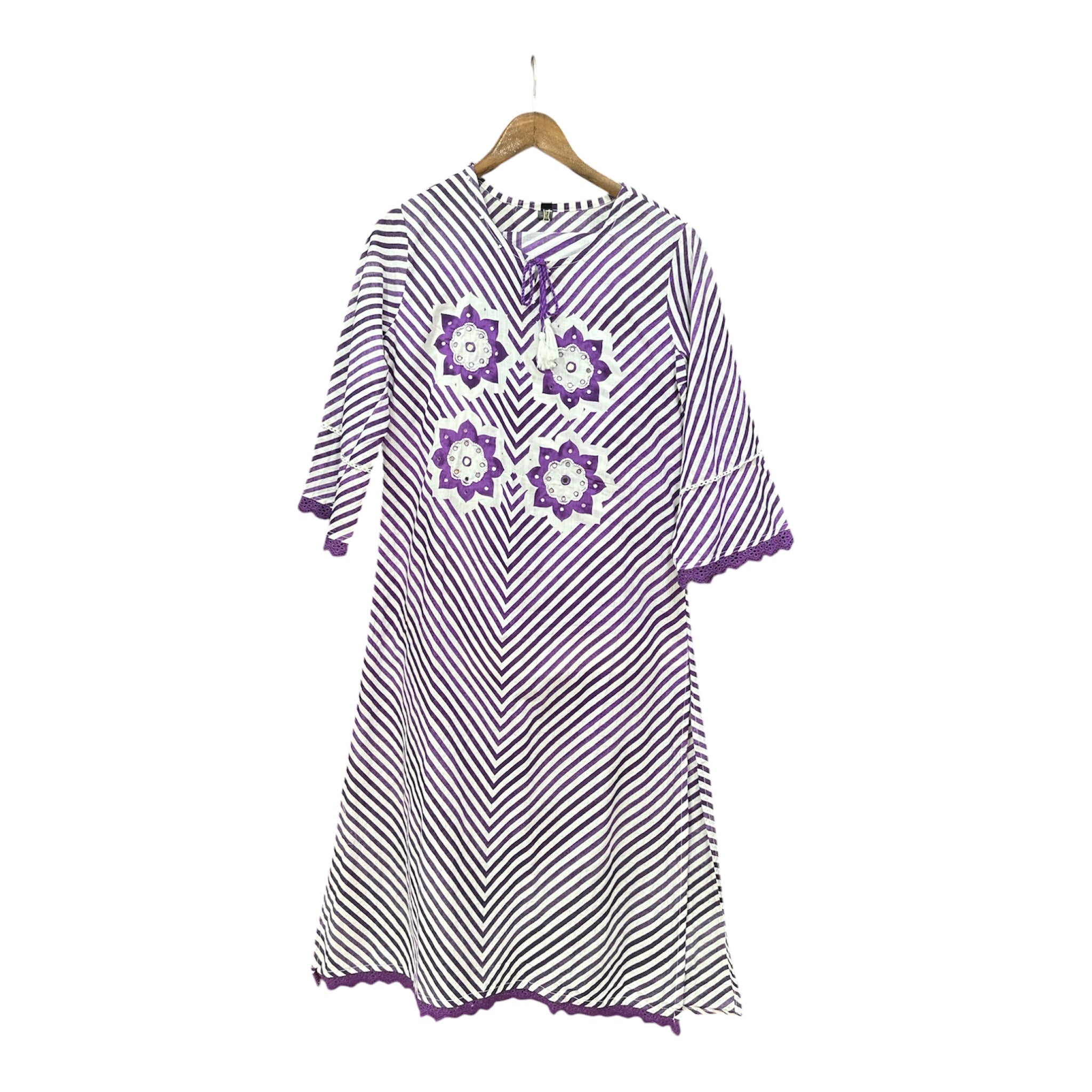 The Pure Mul Cotton Polka Dot & Mirror Work Suit Set