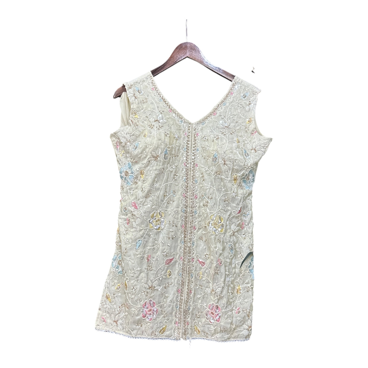 The Organza Shimmer Sleeveless Suit with Georgette Bottom & Dupatta