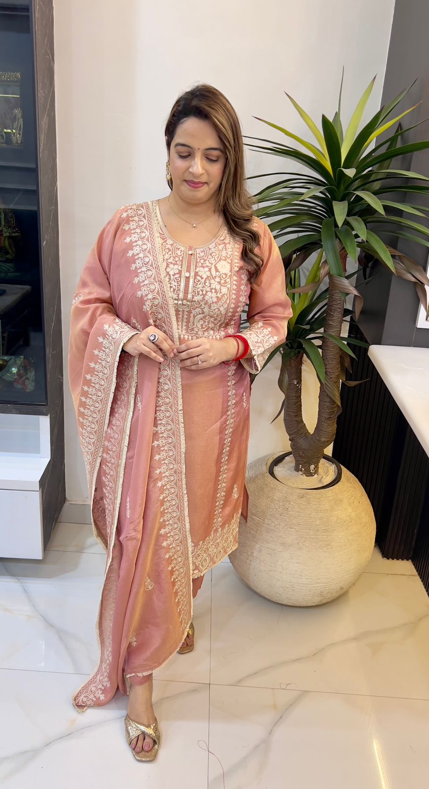 Organza Shimmer Lehenga with Zari Work & Hand Embroidery