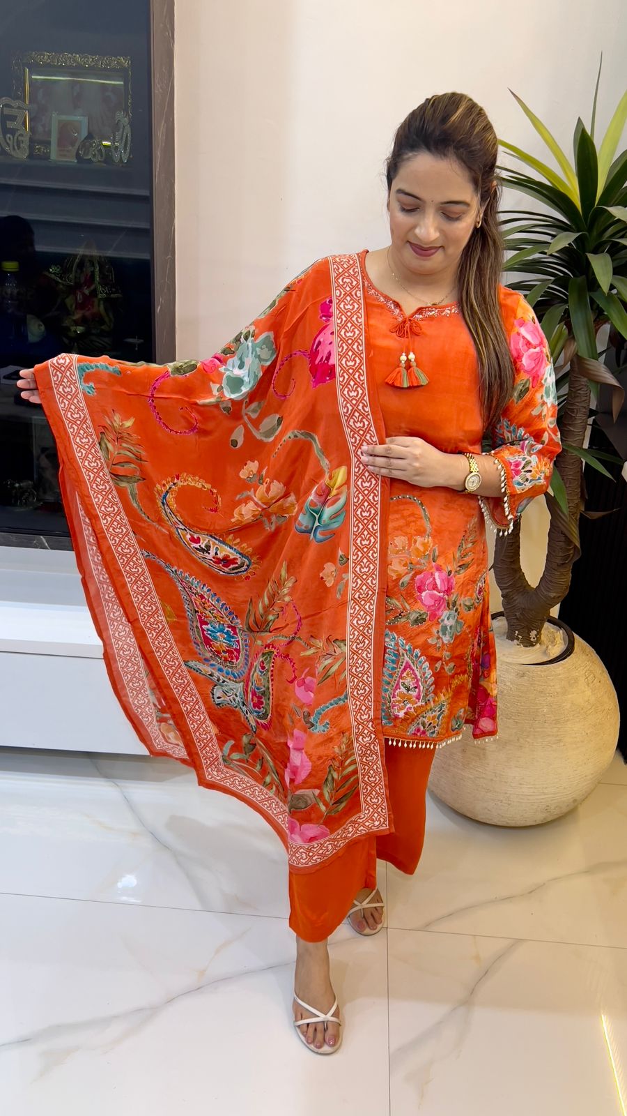 Stylish A-Line Dress in Russian Crepe – Casual & Party Wear for Women