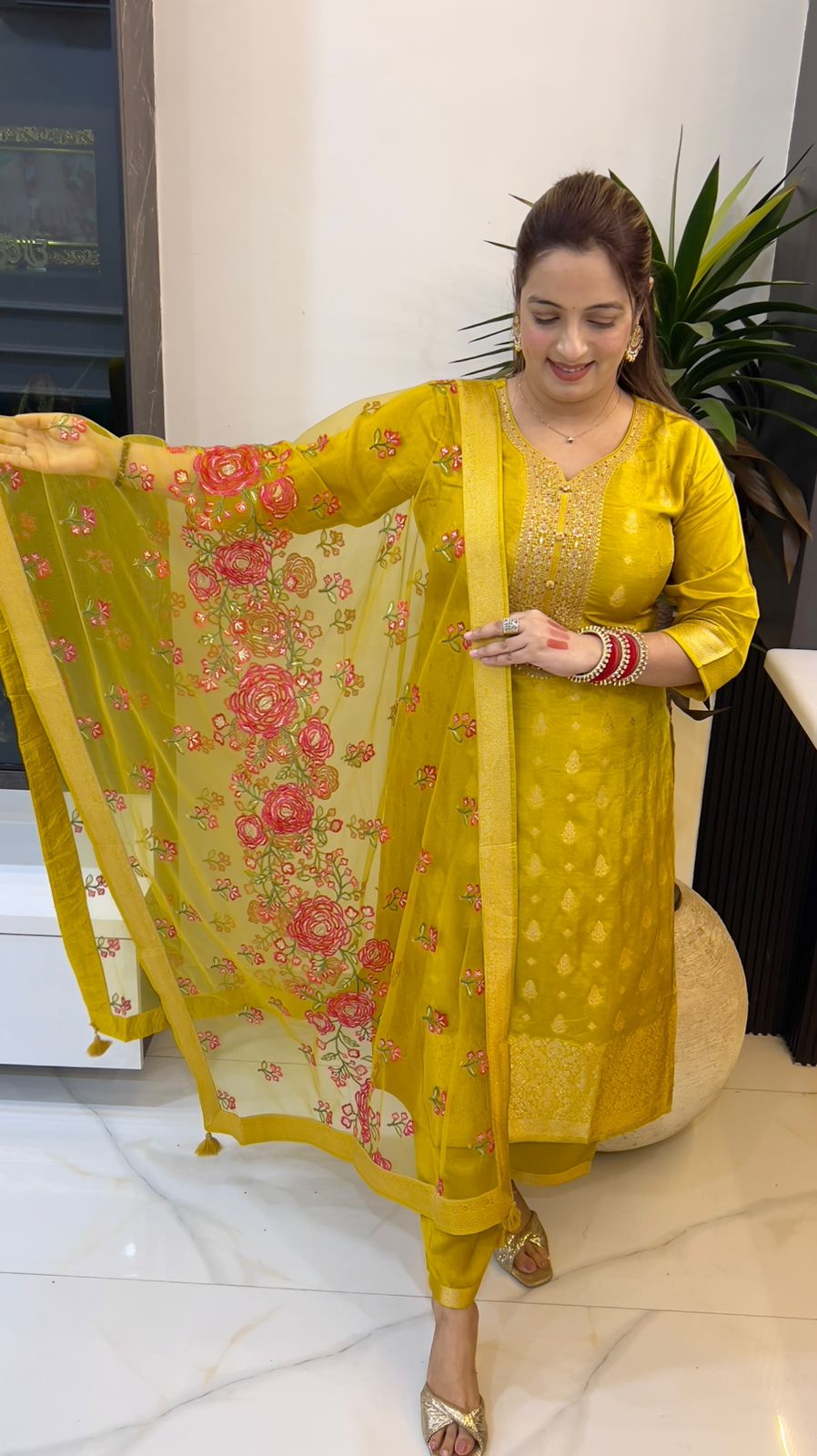 Pure Banarasi Silk with Butter Net Dupatta with Hand work