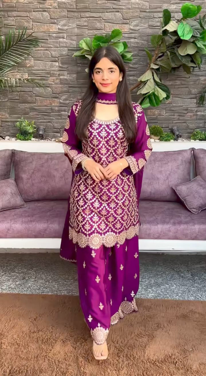 Party Wear Pure Chinon Sharara Suit – Elegant Festive Outfit for Women