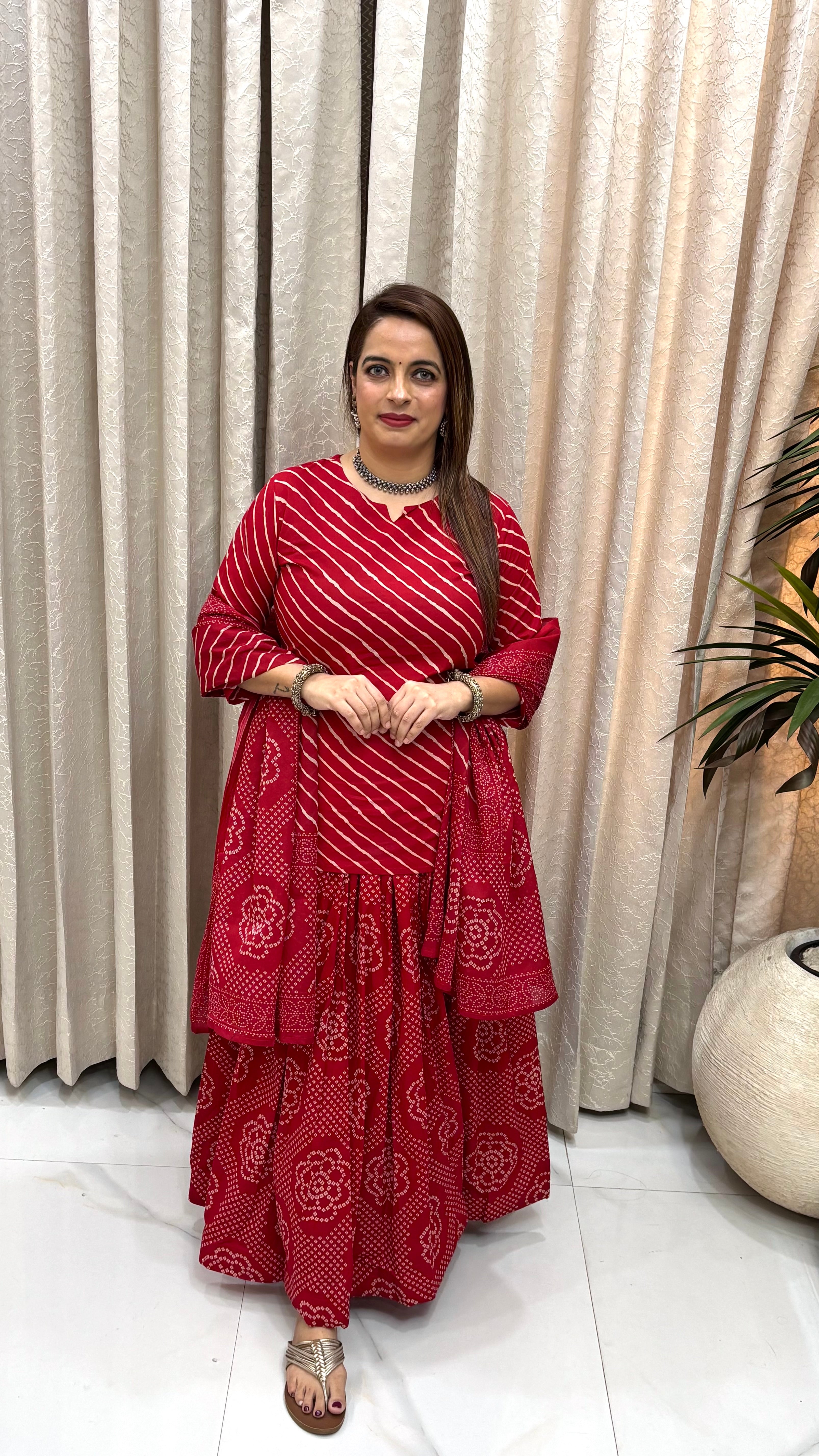 Lehriya Bandhani Grace — Cotton Skirt Set
