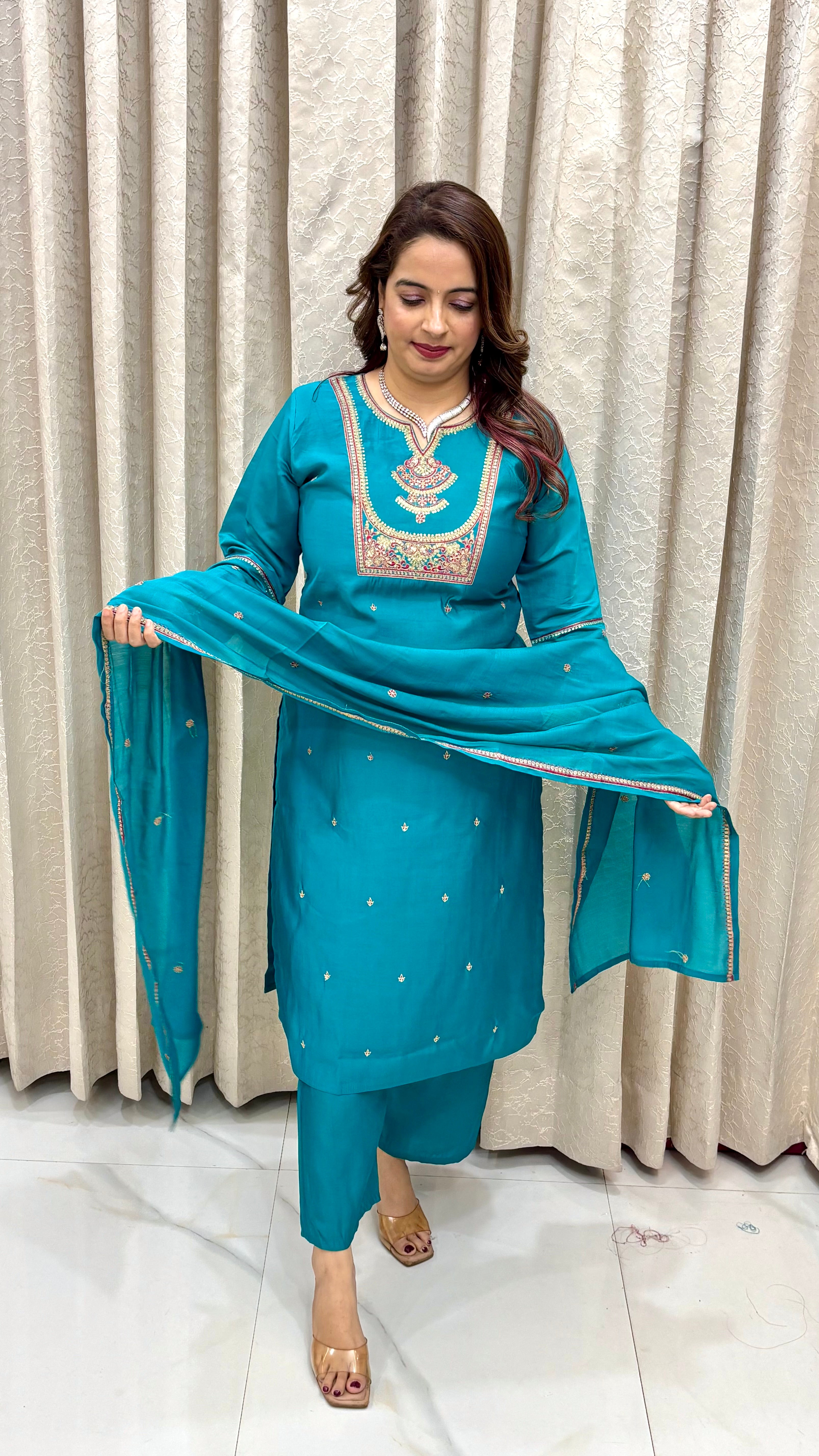 Masleen Zari & Sequin Embroidered Suit