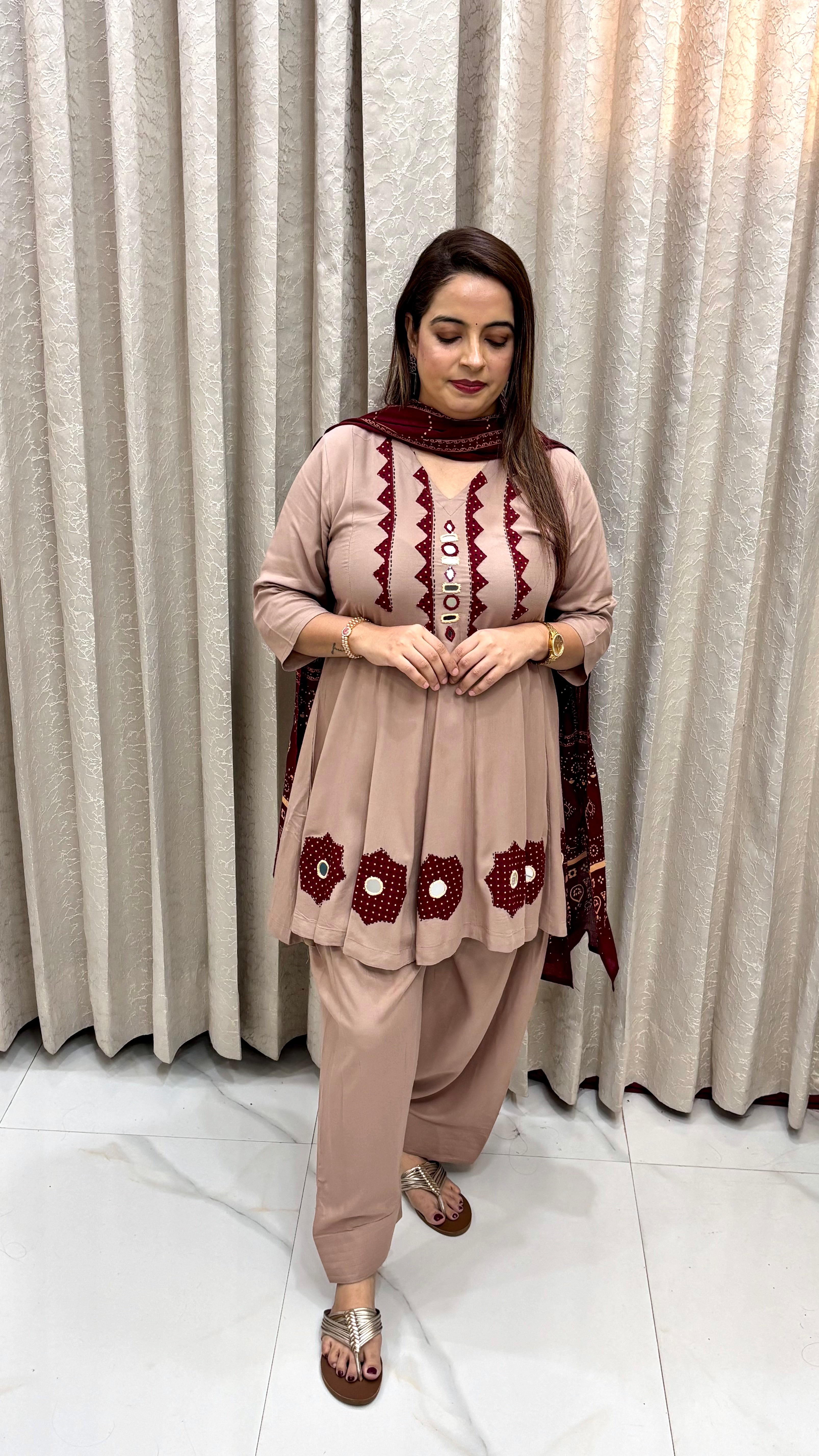 Pure Modal Short Anarkali Suit with Farshi Salwar