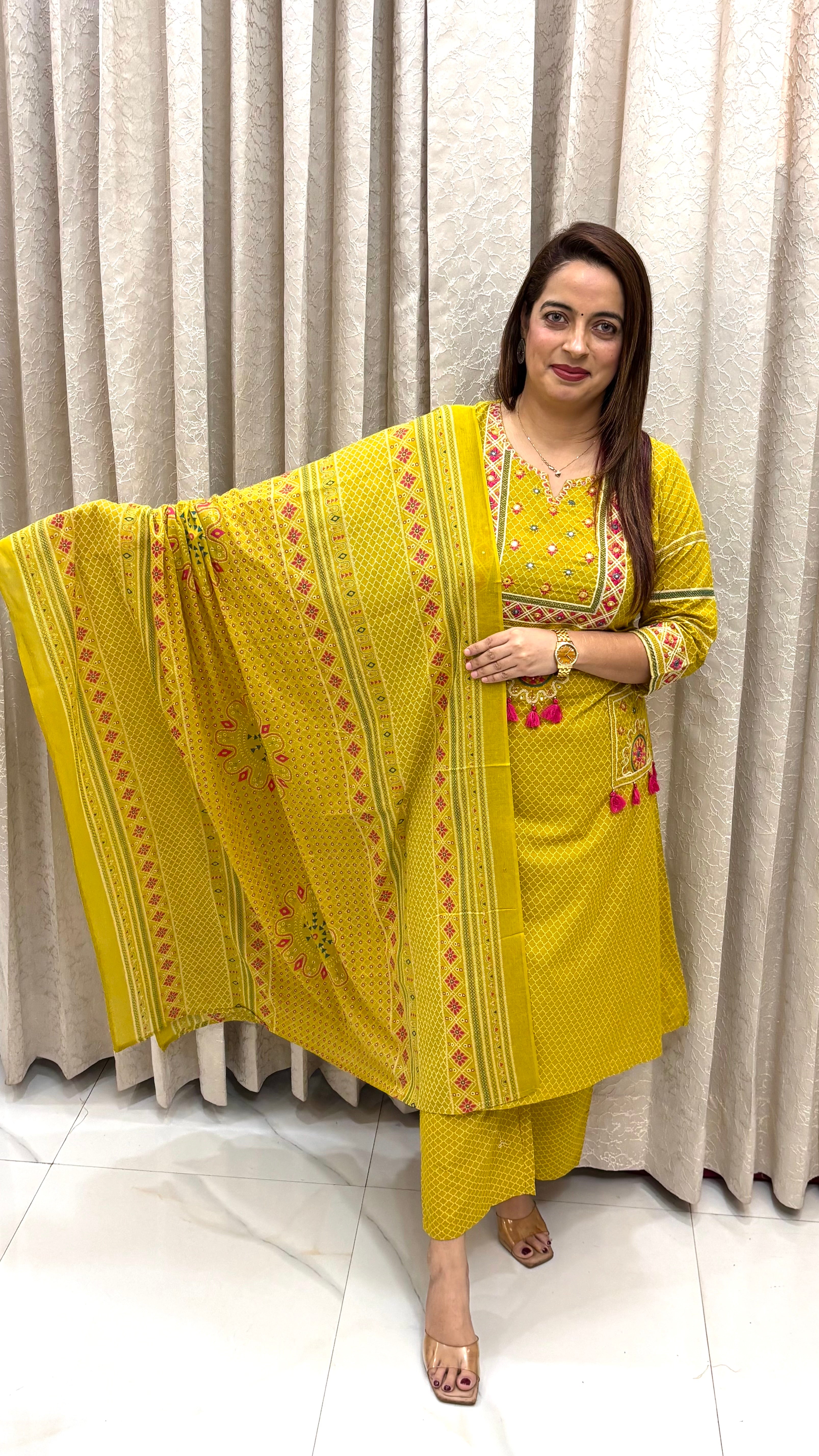 ✨ Mirror Muse – Pure Cotton Embroidered Suit
