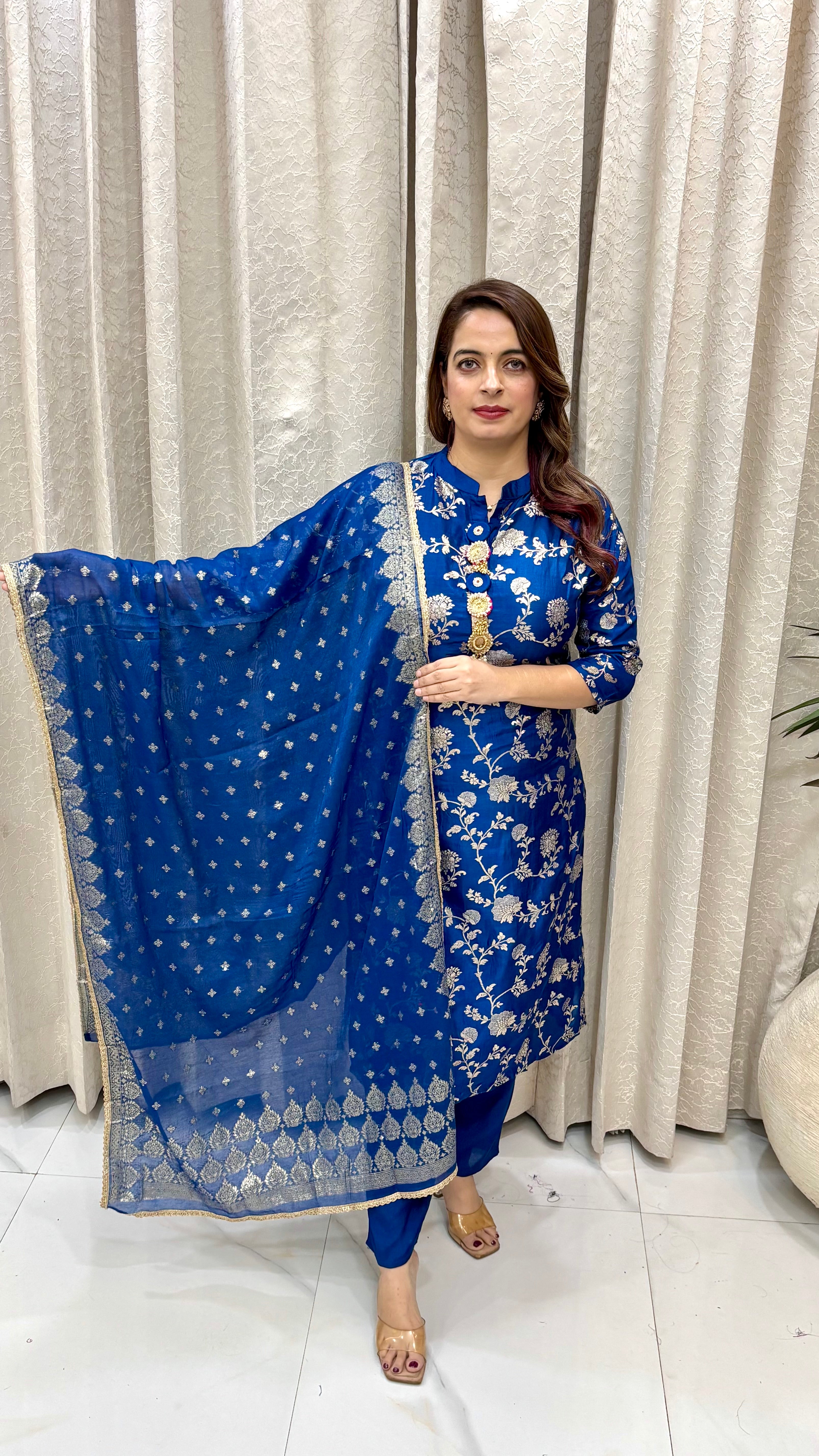 Pure Banarasi Embroidered Suit