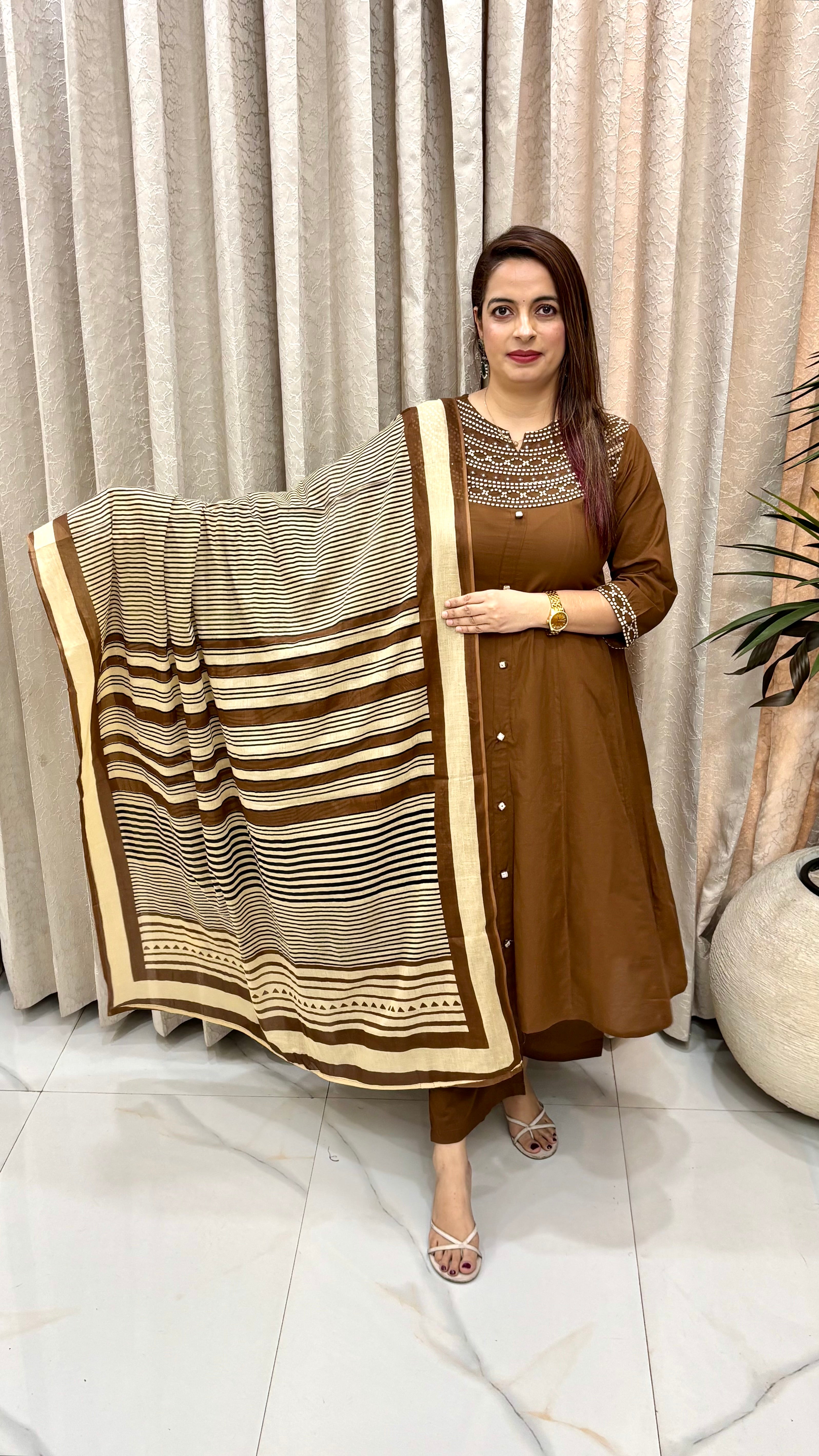Pure Cotton Embroidered Anarkali Suit
