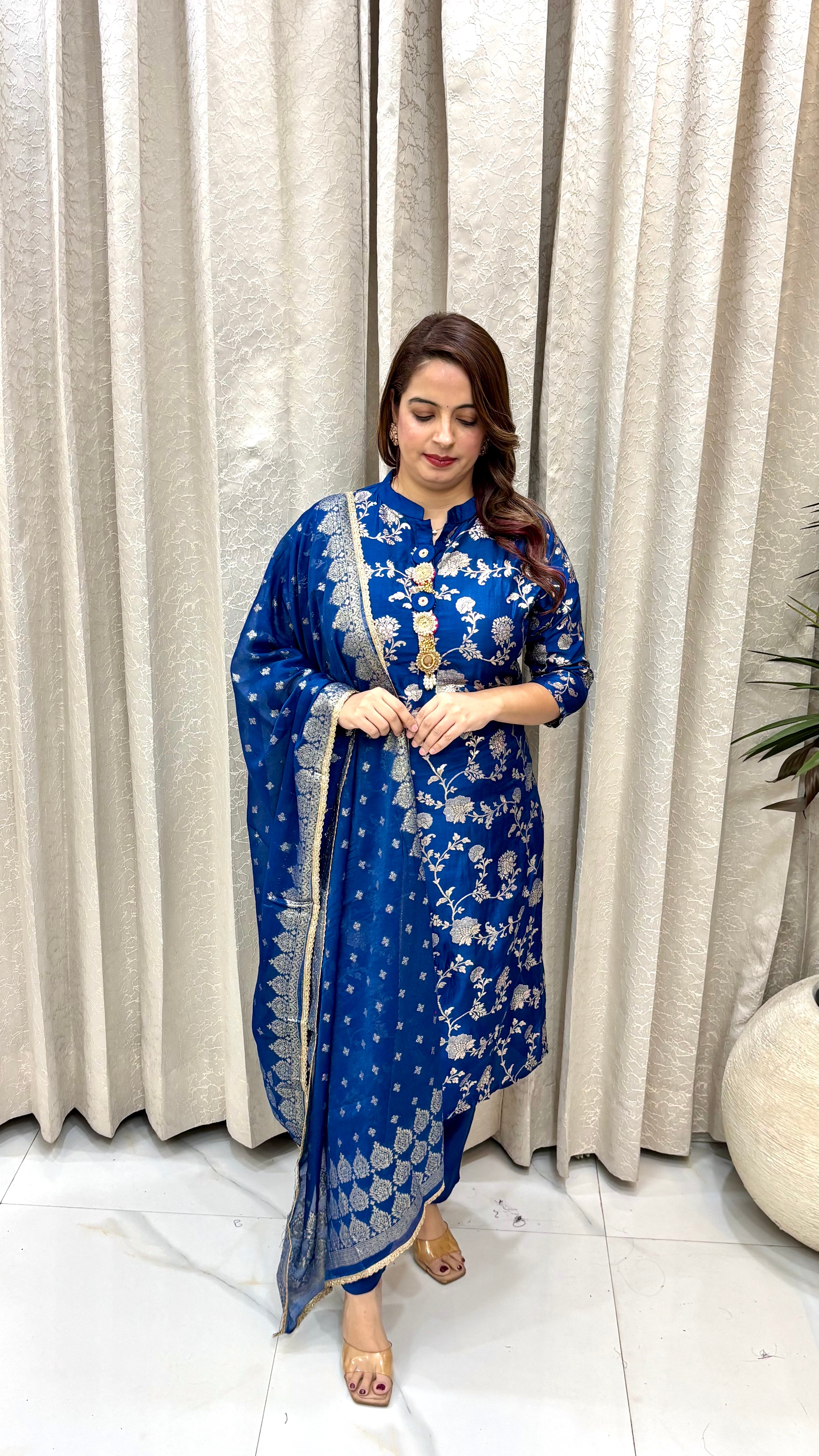Pure Banarasi Embroidered Suit