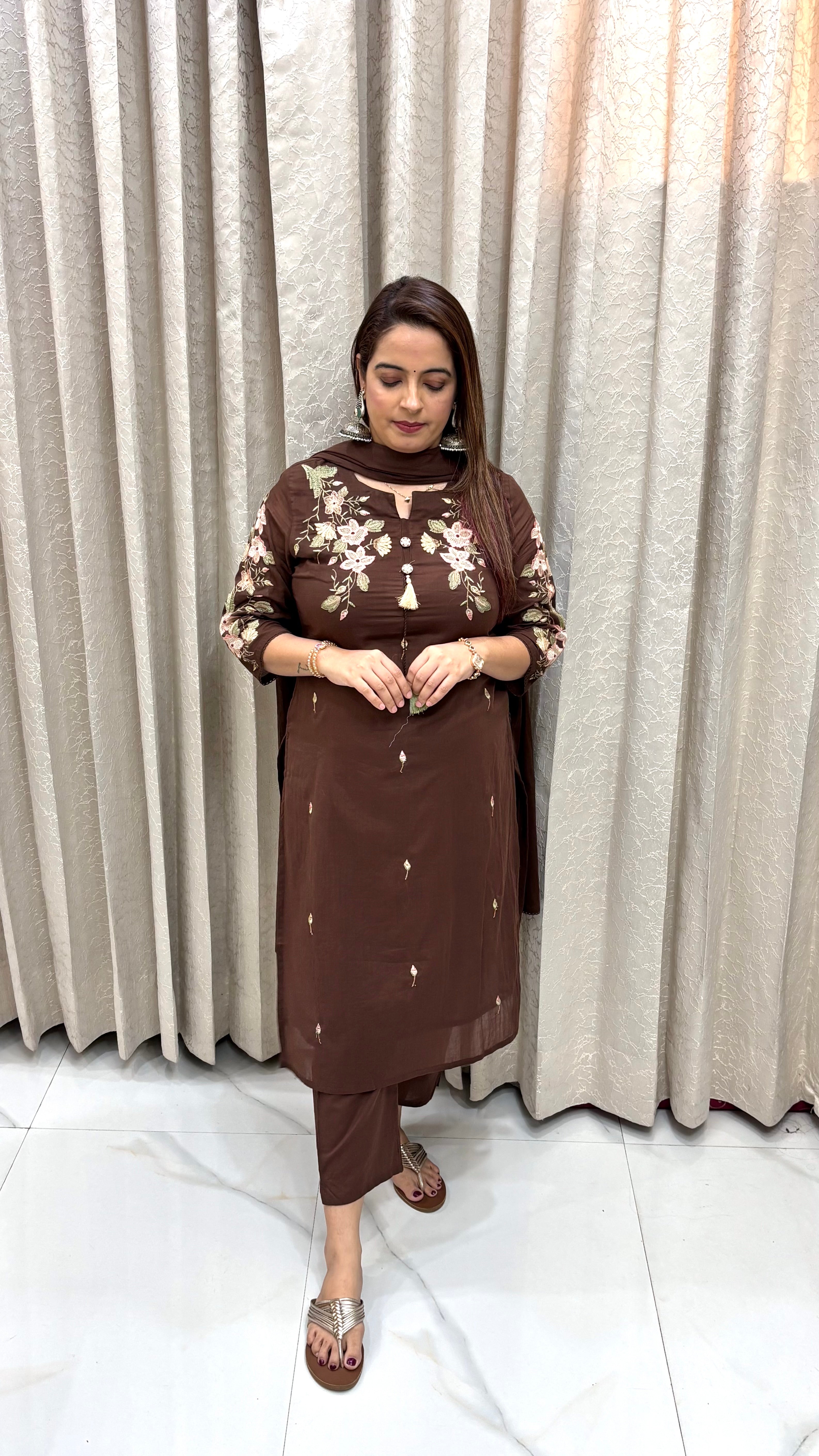 Mulmul Cotton Embroidered Suit