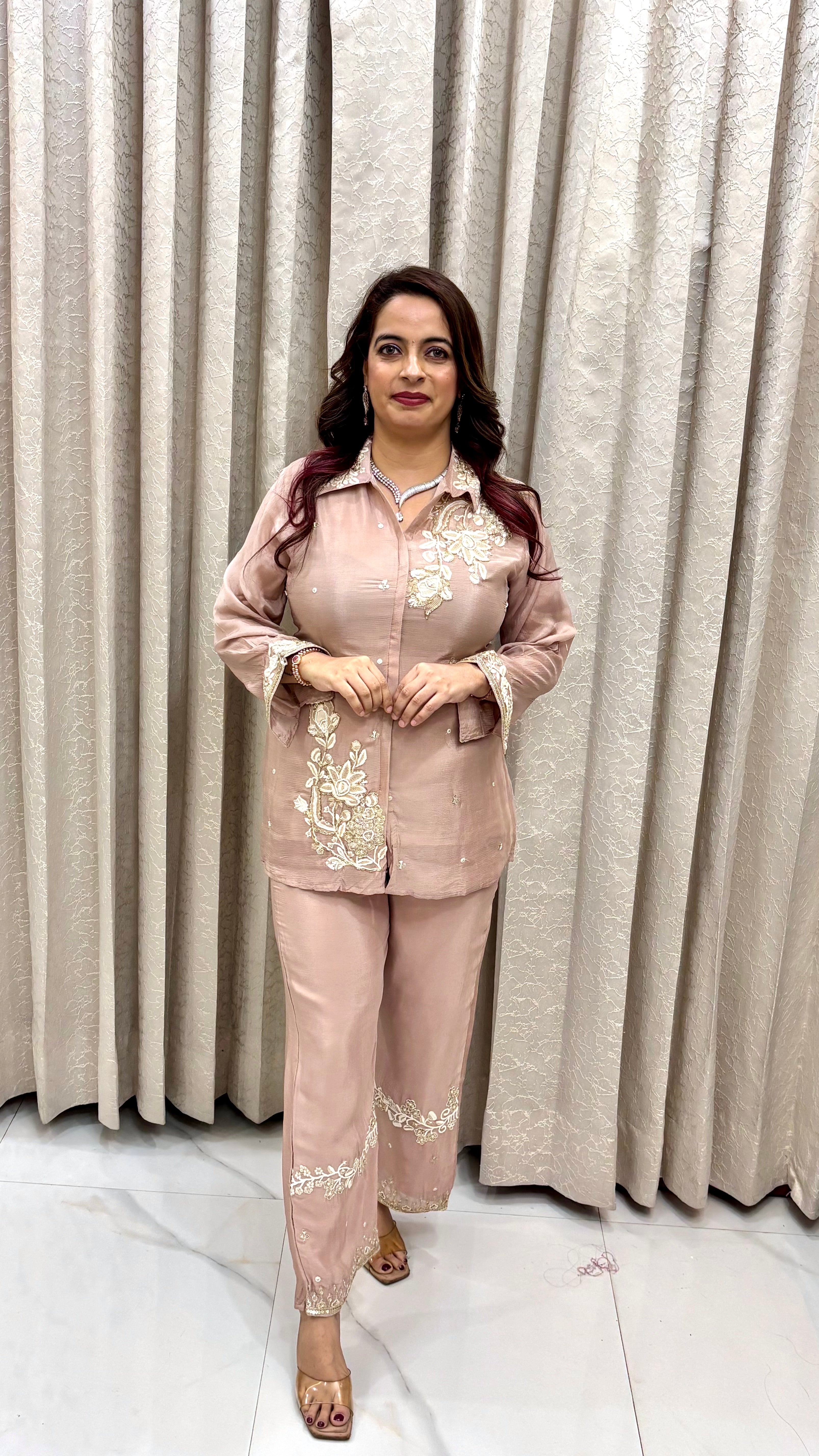 Pure Chinon Embroidered Coord Set