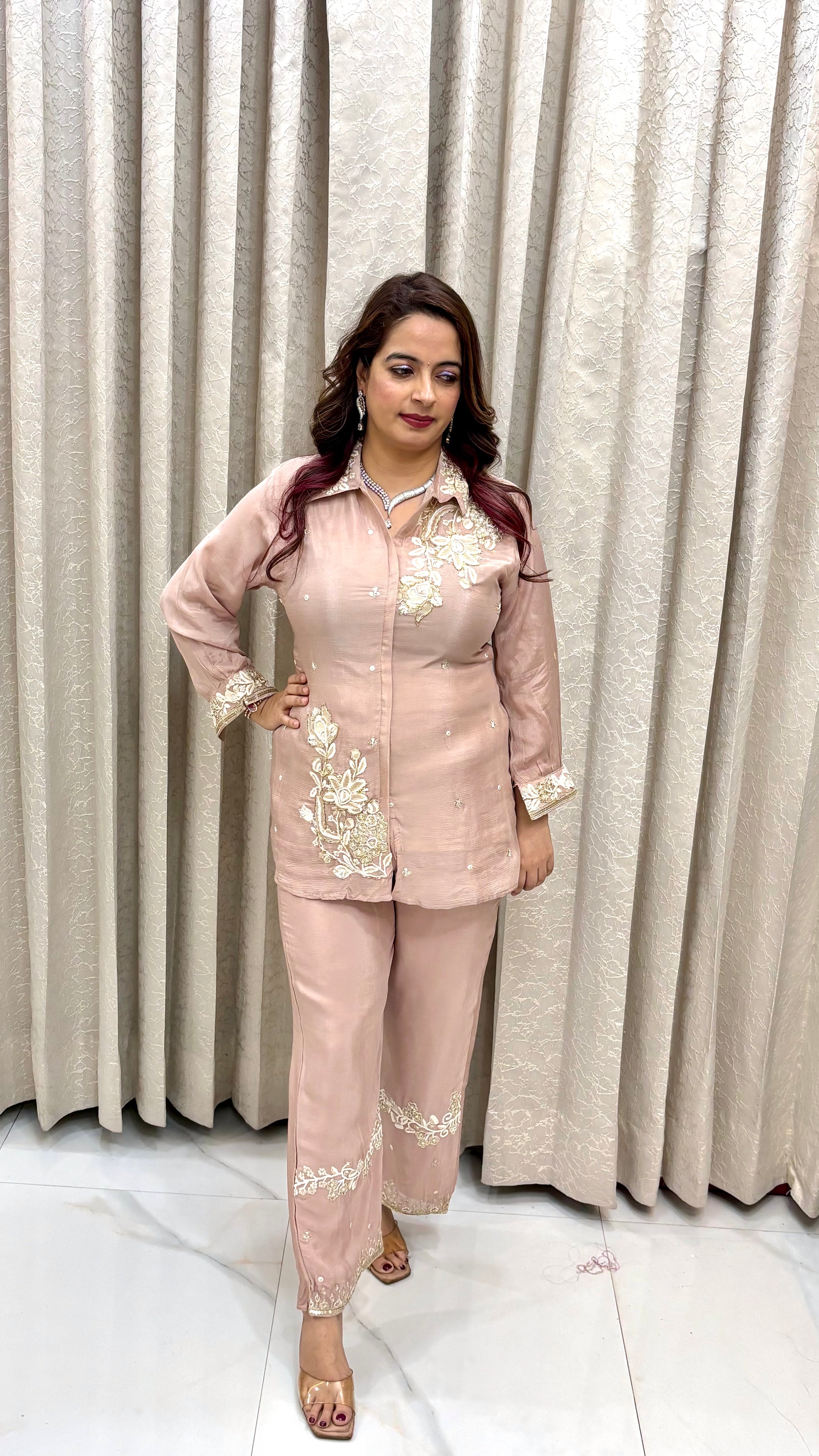 Pure Chinon Embroidered Coord Set