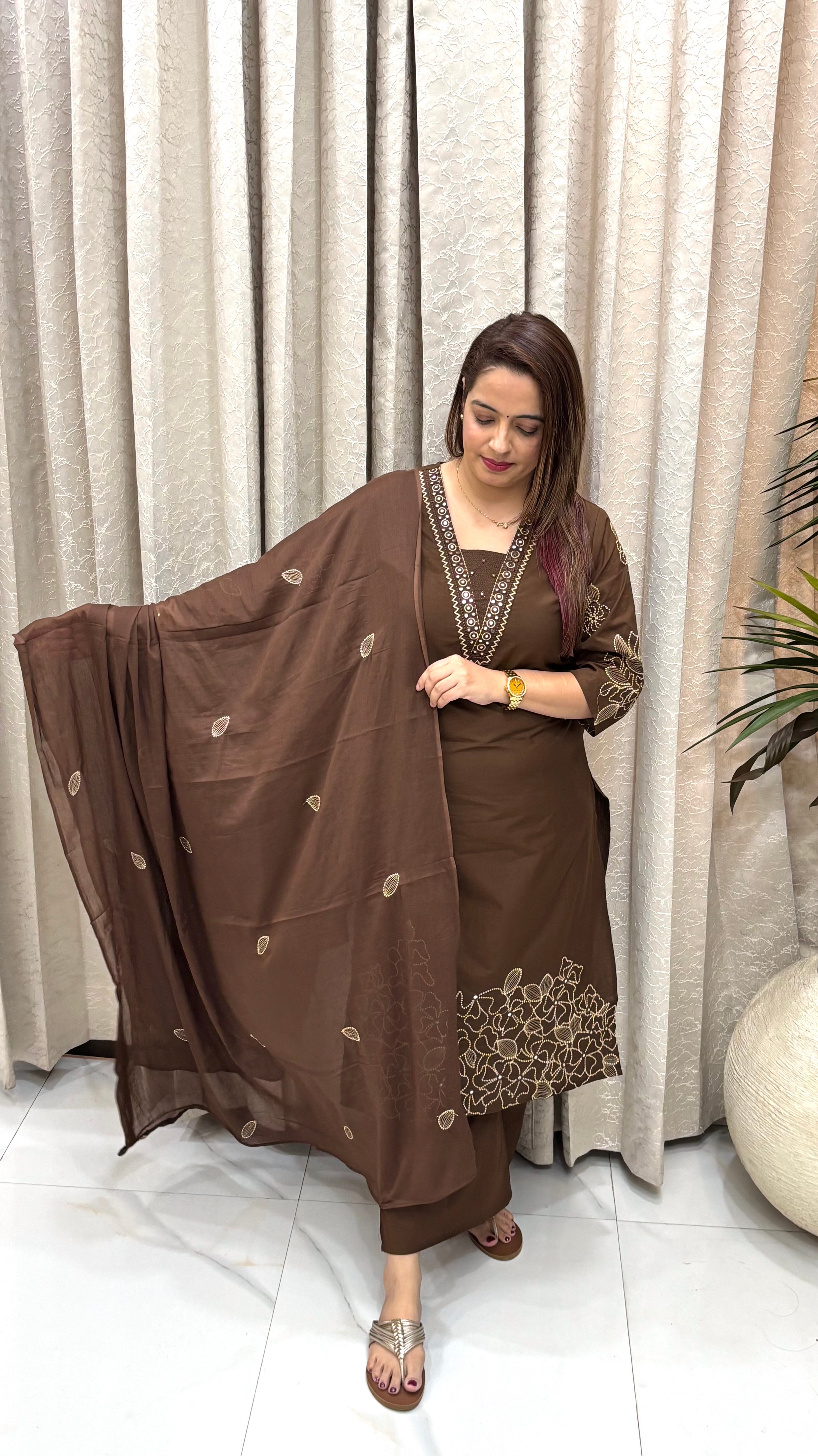 Pure Cotton Embroidered Suit ✨