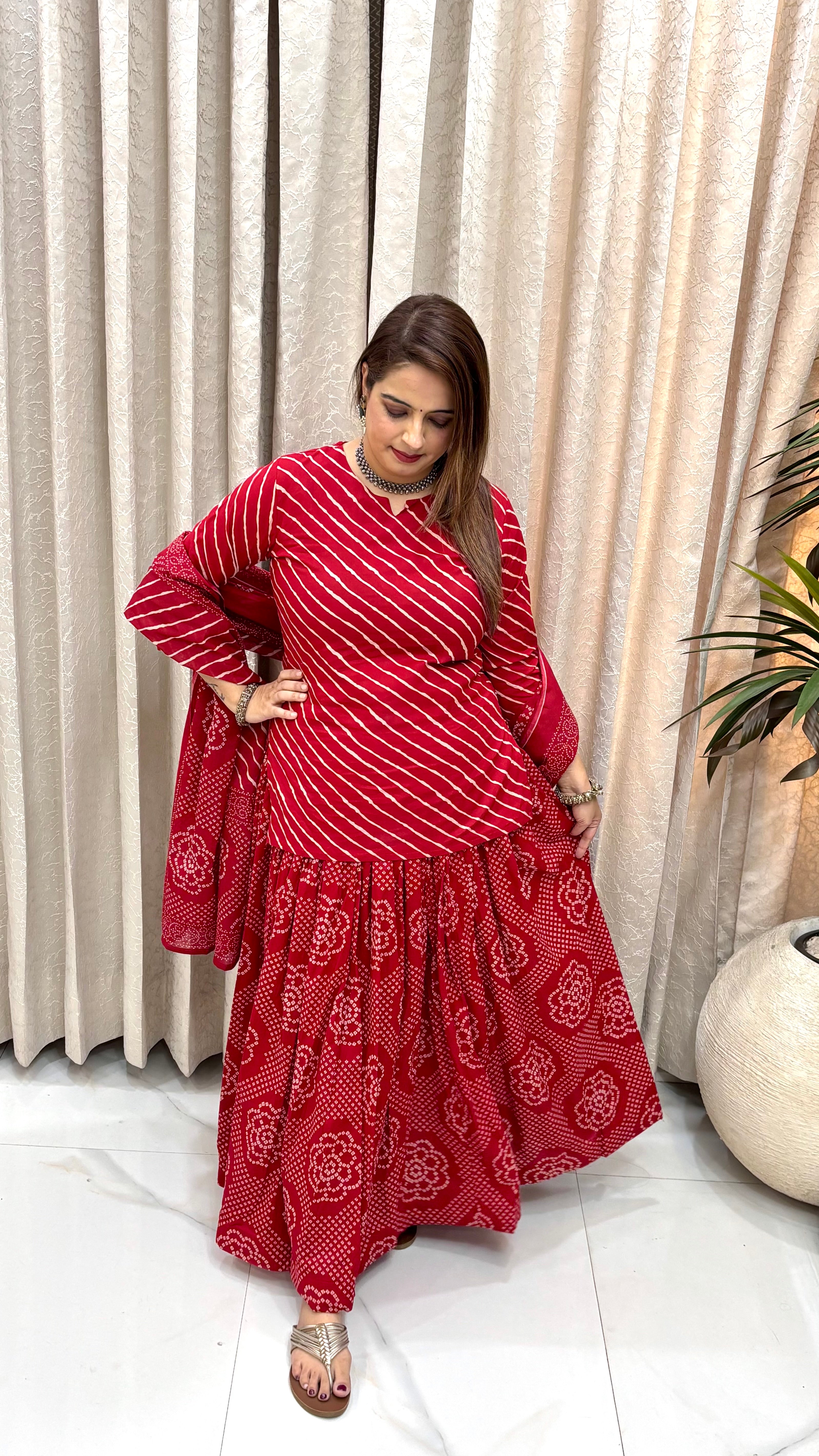 Lehriya Bandhani Grace — Cotton Skirt Set