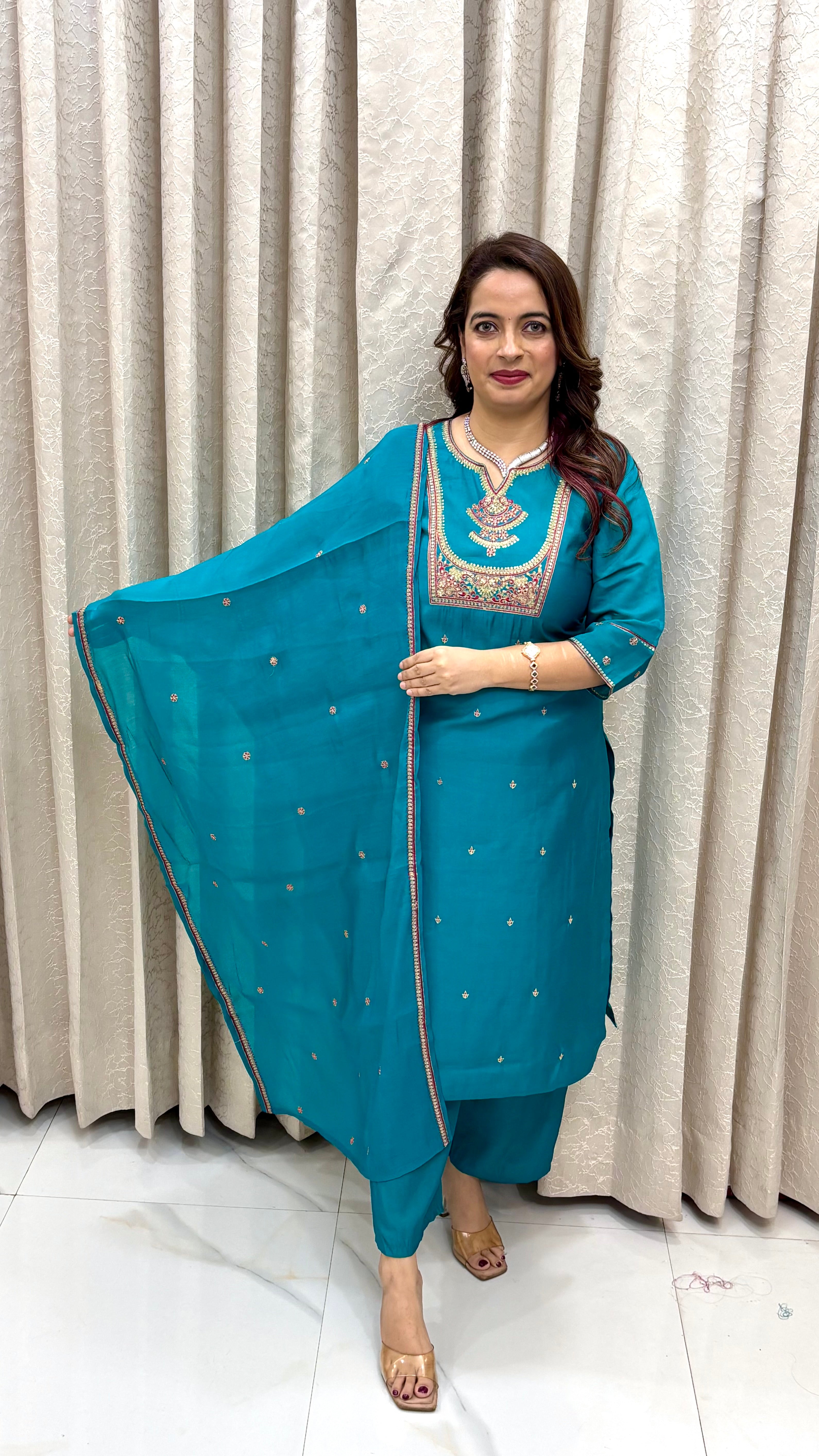 Masleen Zari & Sequin Embroidered Suit