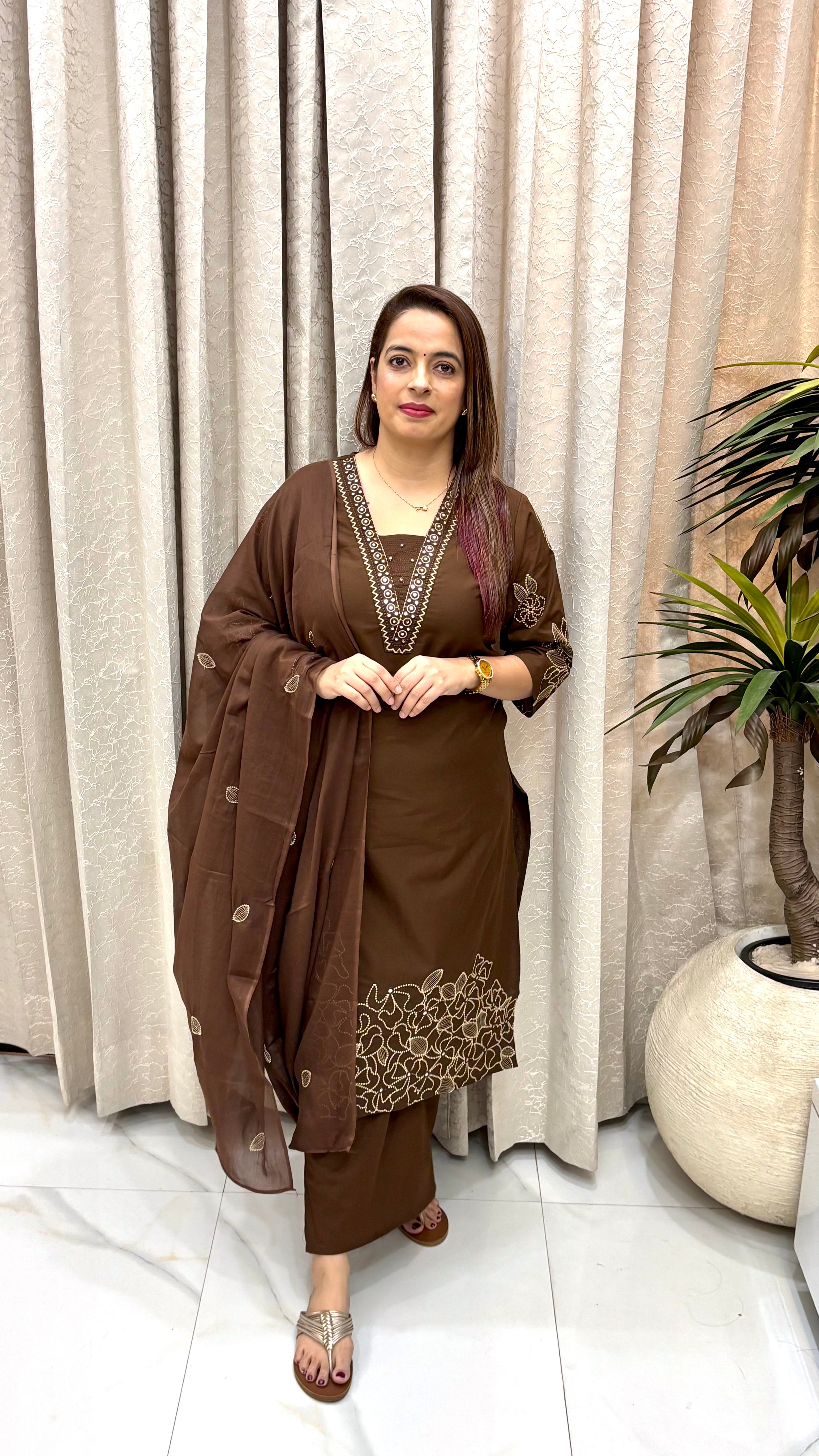 Pure Cotton Embroidered Suit ✨