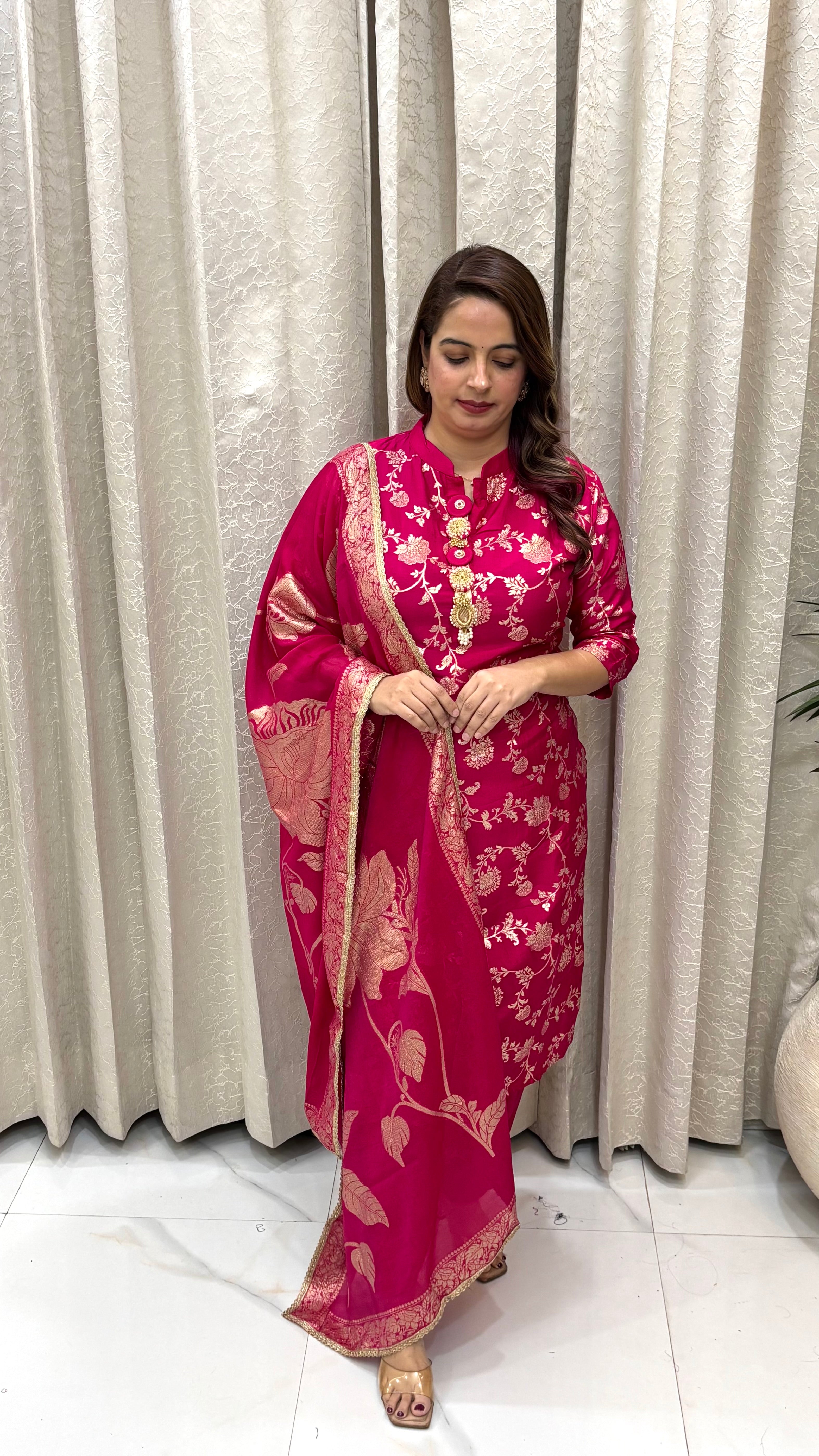 Pure Banarasi Embroidered Suit