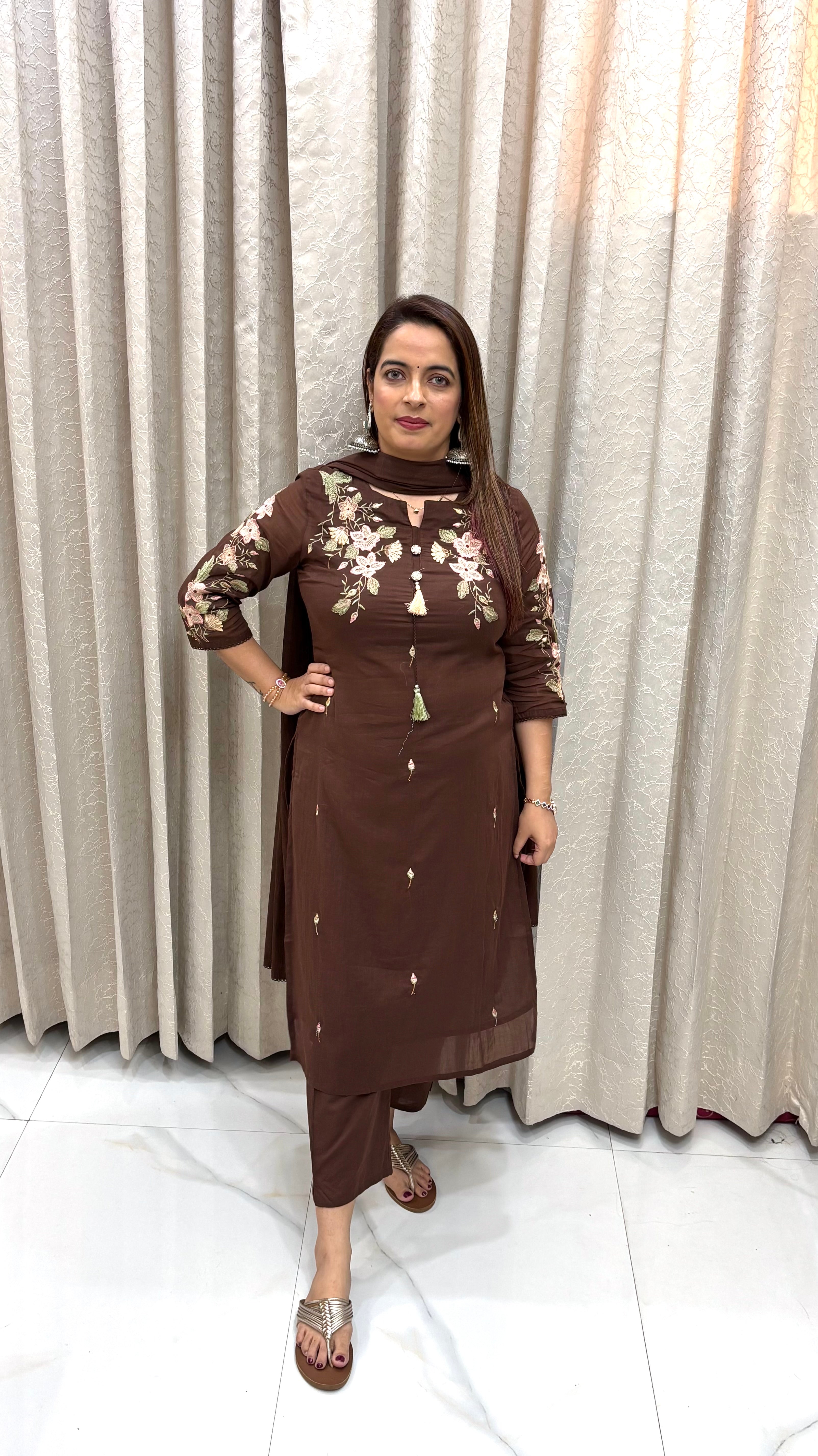 Mulmul Cotton Embroidered Suit