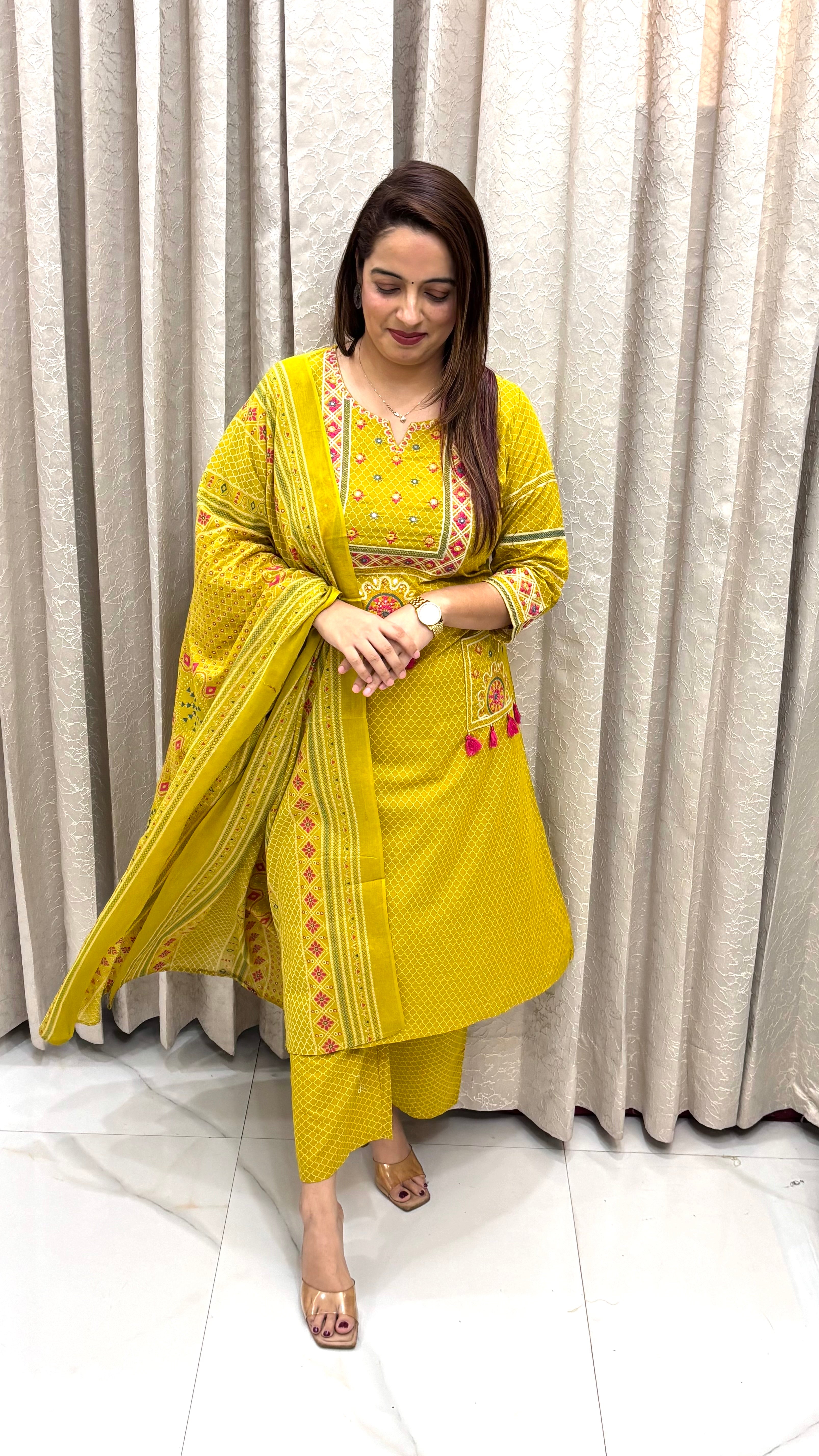 ✨ Mirror Muse – Pure Cotton Embroidered Suit