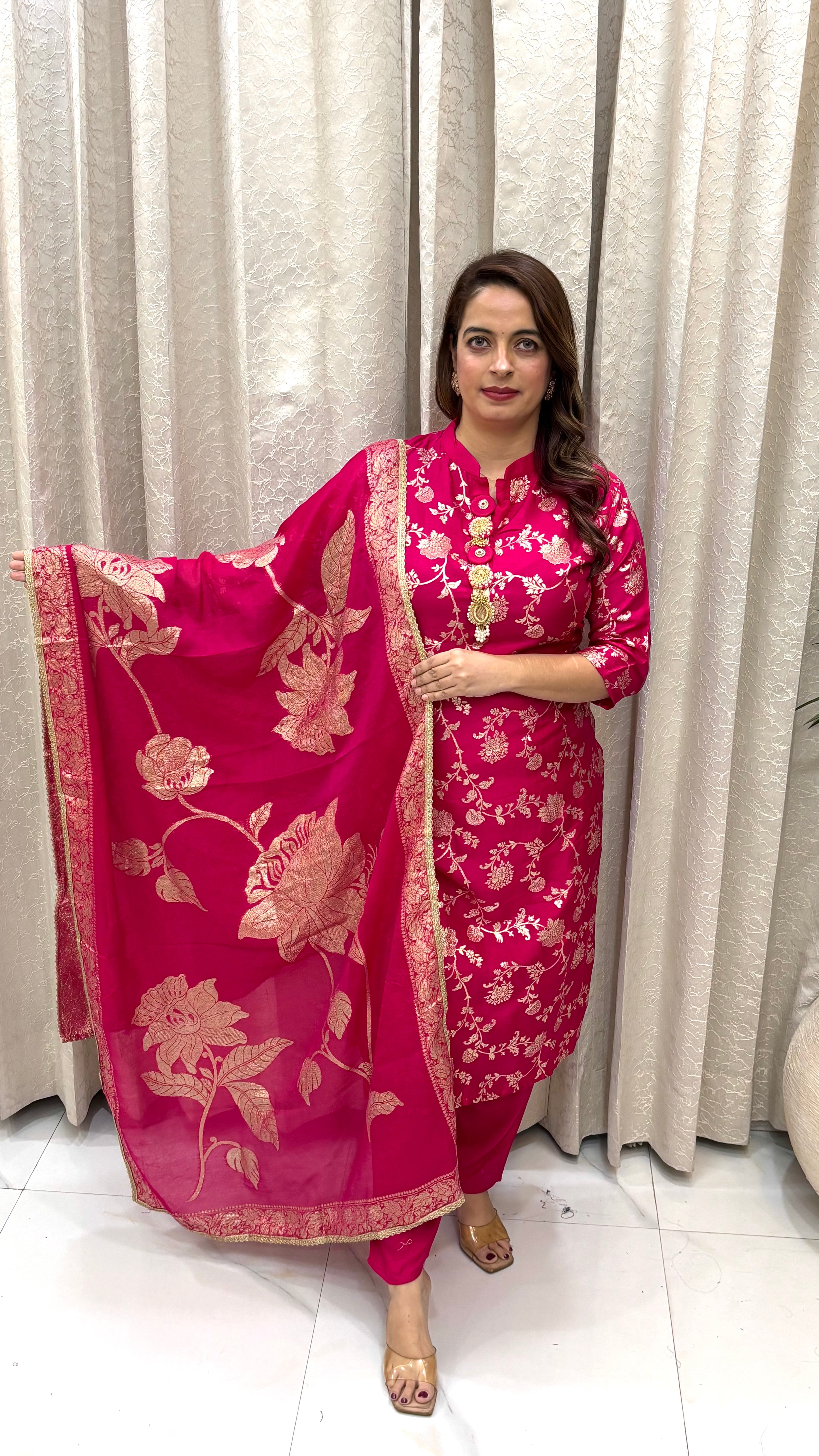 Pure Banarasi Embroidered Suit
