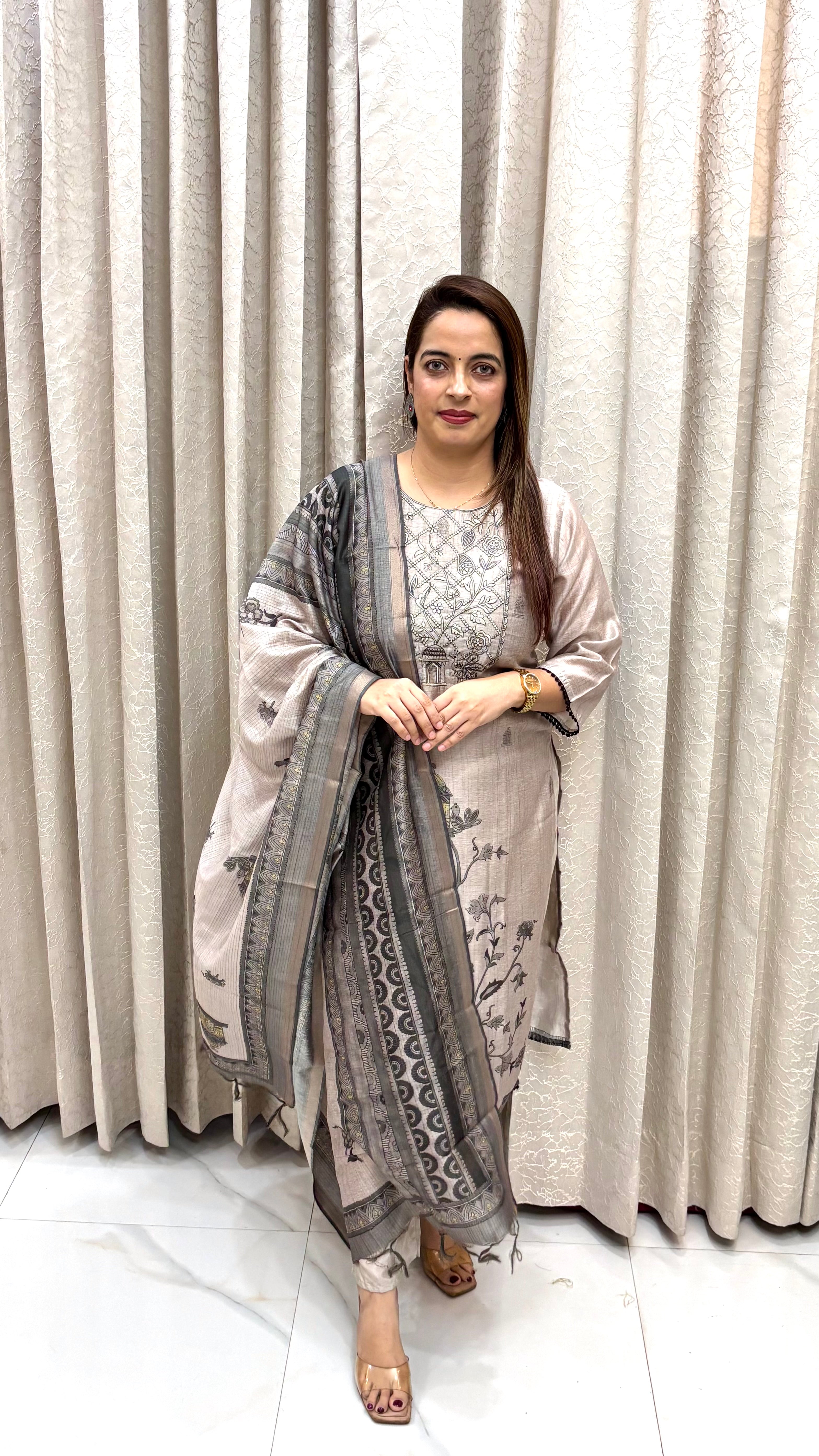 Artisan Mul Chanderi Suit – Madhubani Art Elegance