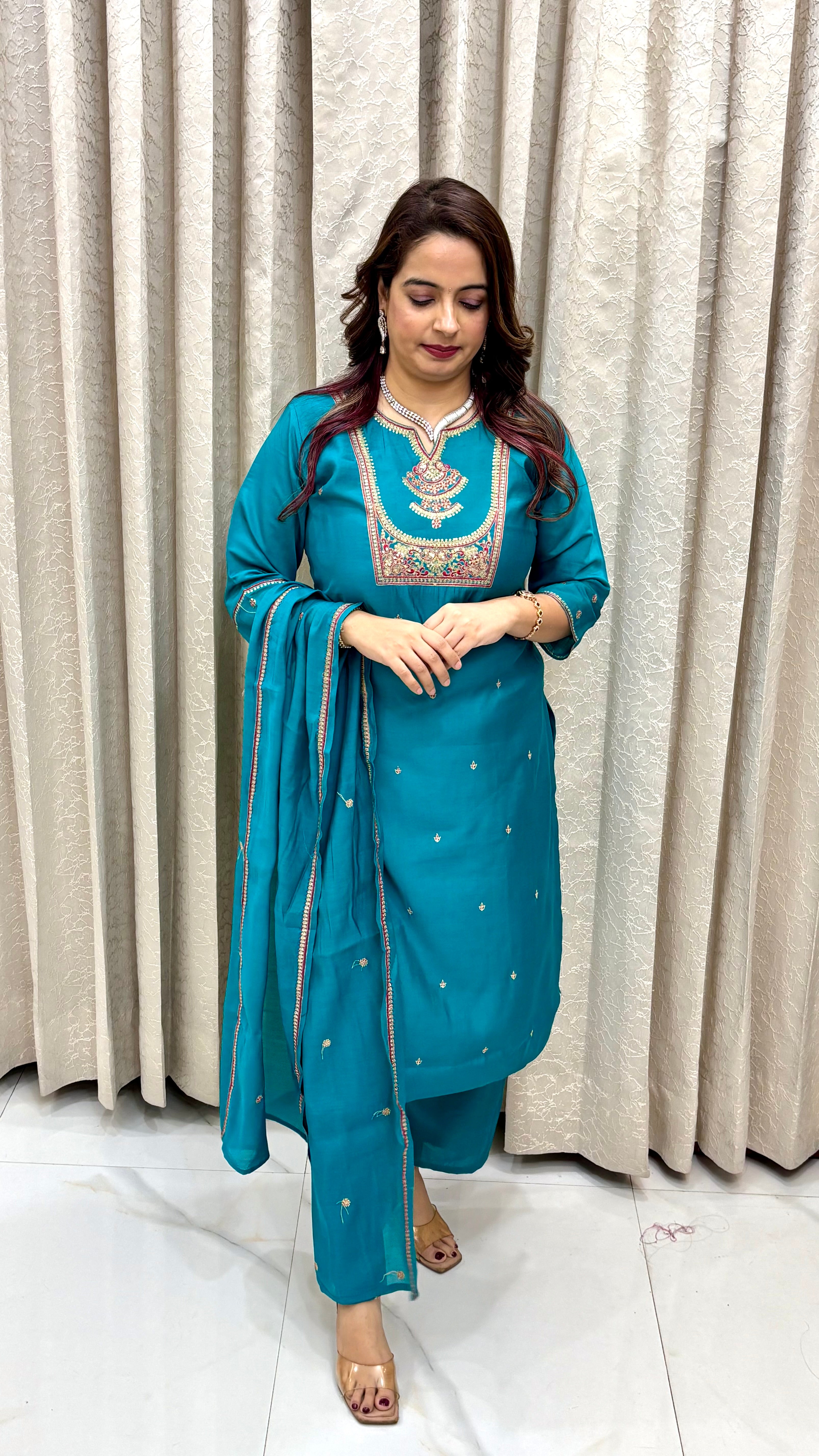 Masleen Zari & Sequin Embroidered Suit